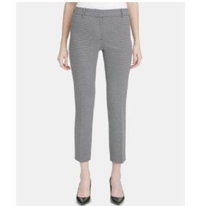 Calvin Klein Womens 14 Black White Plaid Cropped Zip Up Slim Fit Pants NWT BC47